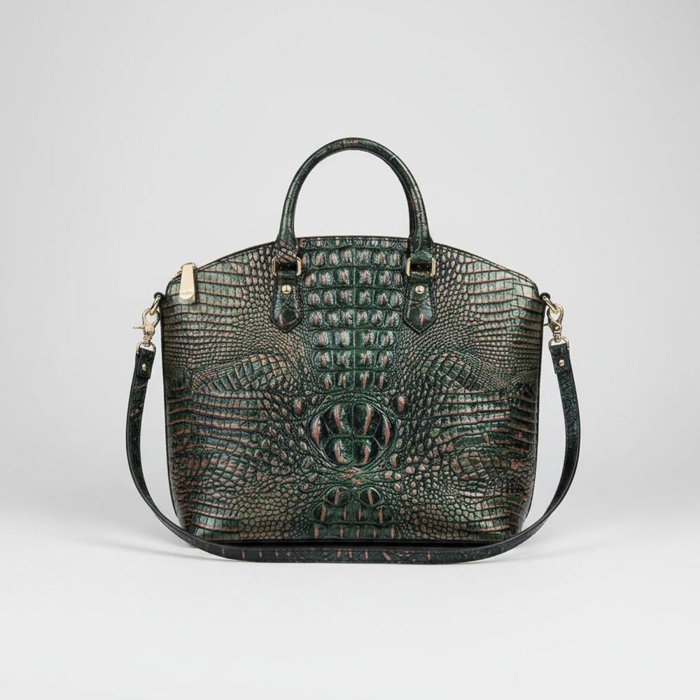 Brahmin dark green & bronze Duxbury satchel